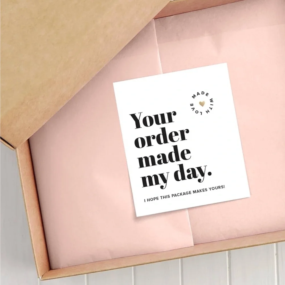 Set of 50 3in x 3.5in Your Order Made My Day Thank You Cards